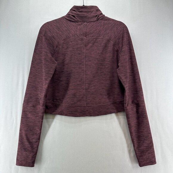 Prana Top Women Sz M Zandra Funnel Neck Crop Long Sleeve Athletic Raisin Heather - Picture 3 of 11